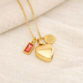 Personalised Engraved Heart Cremation Necklace With Birthstone, 3 of 11