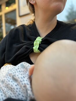 Breastfeeding Scrunchie Green And White Checked Cotton, 4 of 5