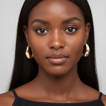 Nami 18 K Gold Plated Hammered Earrings, 3 of 5