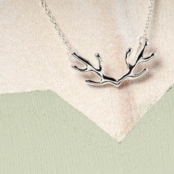 Stag Antlers Necklace Sterling Silver Necklace, 2 of 10