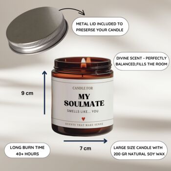 Anniversary Gift For Couples Romantic Soulmate Candle, 3 of 8