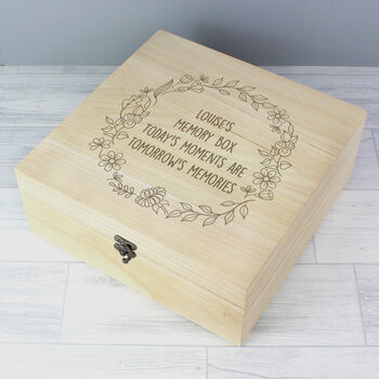 Personalised Floral Child Or Baby Wooden Memory Box, 2 of 2