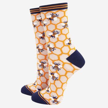 Womens Floral Bee Bamboo Socks Gift Set, 4 of 5