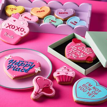 Vegan Personalised Love Hearts Valentine's Letterbox Iced Cookies, 2 of 10