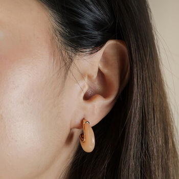 Medium Organic Resin Hoop Earrings In Gold Plating, 6 of 9