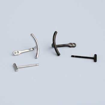 Sterling Silver Minimalist Curve Ear Jacket Stud Earrings, 3 of 6