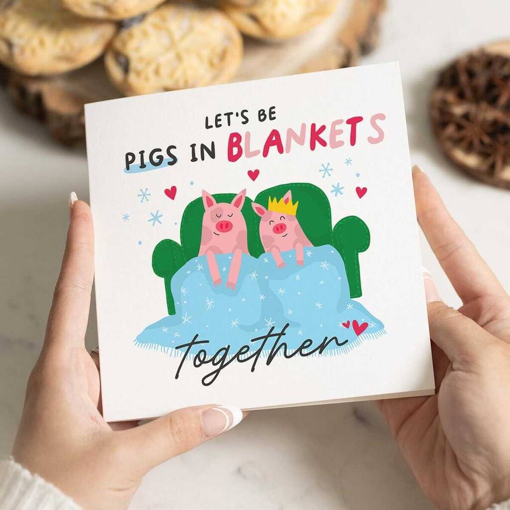 Pigs In Blankets Christmas Card Husband Or Boyfriend, 1 of 7