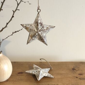 Aged Zinc Star Set Of Four, 3 of 4