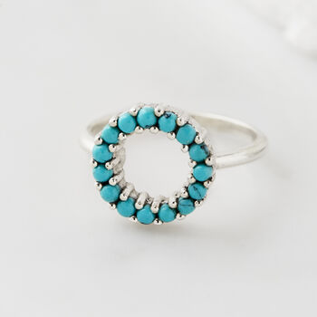 Halo Radiance Turquoise Sterling Silver/Gold Plated Ring, 2 of 12