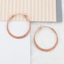 Small Battered Rose Gold Plated Silver Hoop Earrings, thumbnail 1 of 7
