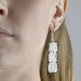 Textured Three Square Sterling Silver Drop Earrings, thumbnail 1 of 4