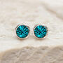 Sterling Silver December Blue Topaz Birthstone Stud Earrings, thumbnail 4 of 9