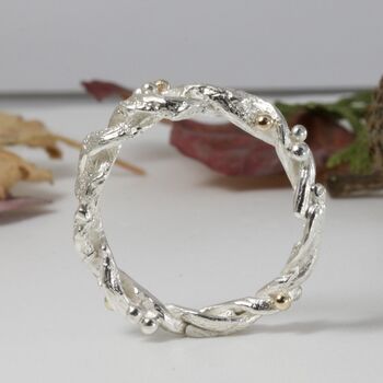 Entwined Silver And Solid Gold Forest Twig Ring, 4 of 10