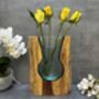 Huge Heavy 31cm Molten Glass Wedge Vase On Teak Root Flower Holder, thumbnail 6 of 12