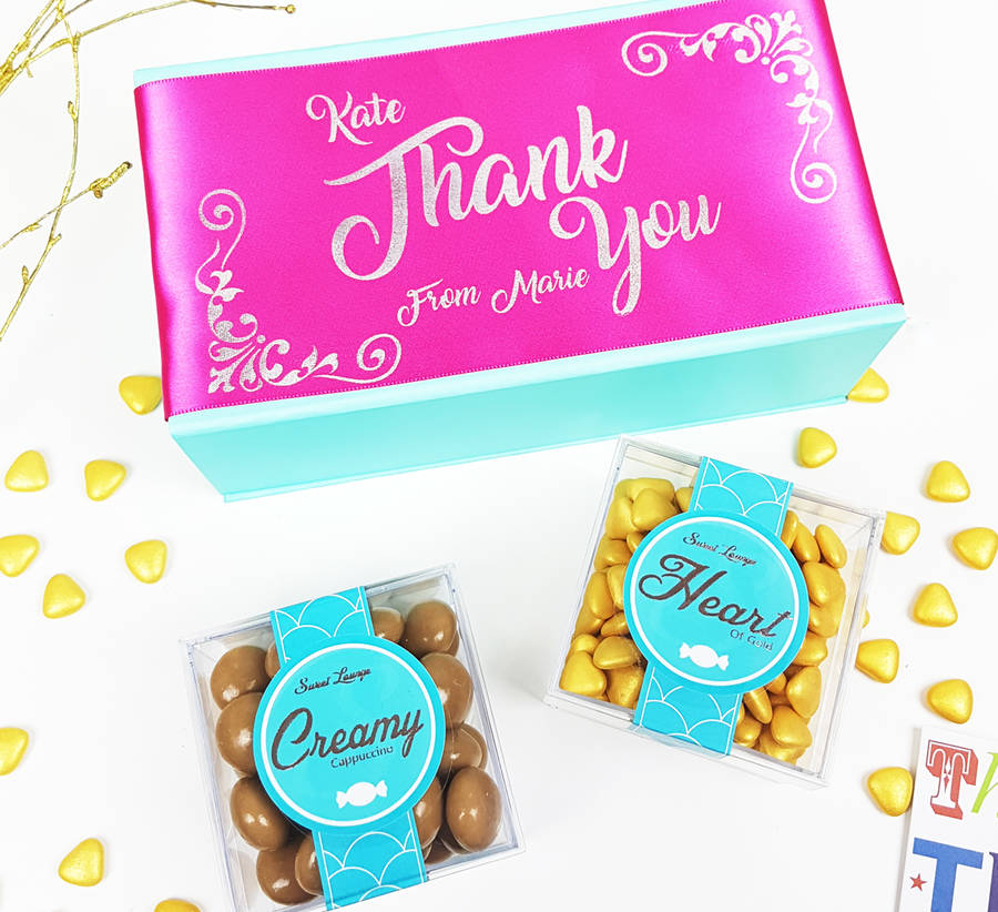 personalised 'thank you' gluten free chocolate box by sweet lounge ...