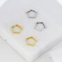 Sterling Silver Pentagon Huggie Hoop Earrings, thumbnail 2 of 12