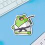 Cute Karate Frog Vinyl Sticker, thumbnail 1 of 8