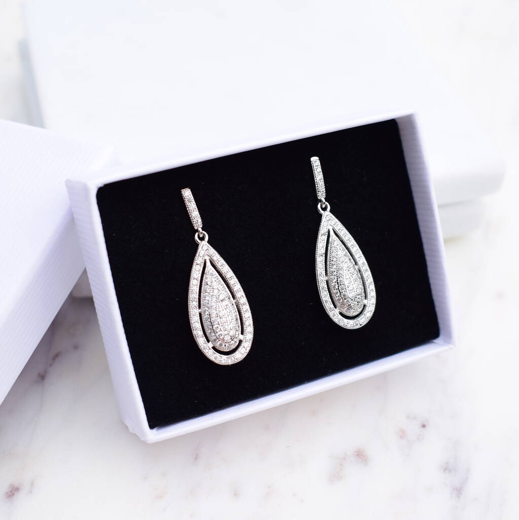 Pear Shaped Crystal Embellished Drop Earrings By Katherine Swaine ...