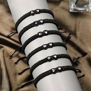 Personalised Black Braided Rope Initial Bracelet, 5 of 7
