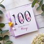 Lilac And Yellow Personalised 100th Birthday Card, thumbnail 4 of 4