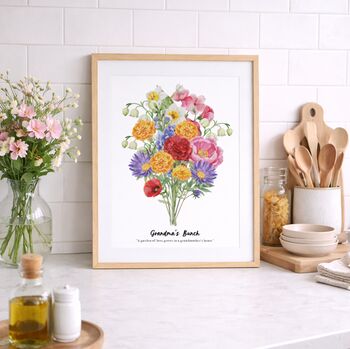 Personalised Birth Flower Grandma's Bunch Print, 6 of 10