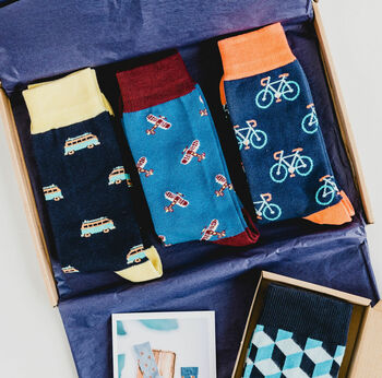Men's Ethical Organic Cotton Orange Bicycle Socks, 4 of 5