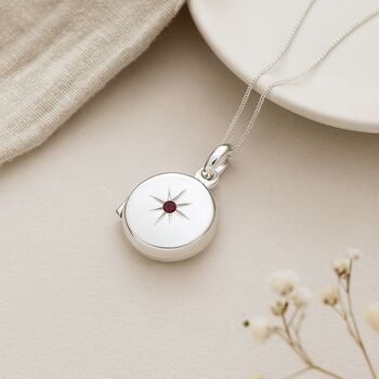 Personalised Sterling Silver July Birthstone Locket – Ruby, 4 of 7