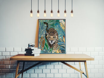 Jaguar In The Gold And Green Jungle Wall Art Print, 2 of 6