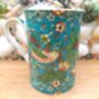 Set Of Six Straight Mugs In Teal Strawberry Thief Design, thumbnail 10 of 10