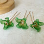 Vibrant Green Flower Hair Pins, thumbnail 1 of 5