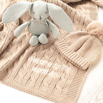 Toffee Moon Luxury Cotton Baby Blanket And Toy Rabbit, 11 of 12