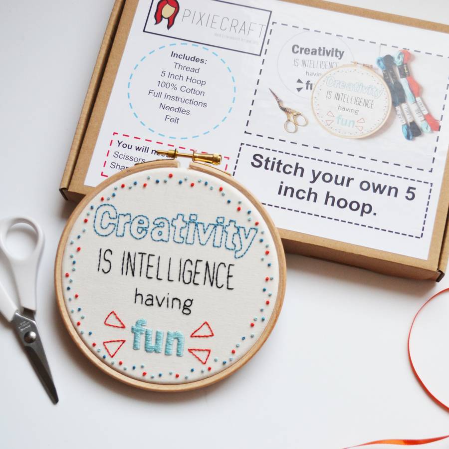 Hand Embroidery Quote Hoop Art Kit By Pixiecraft