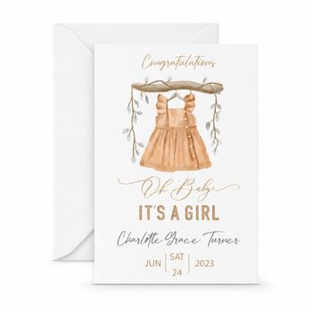Personalised New Baby Girl Congratulations Card, 6 of 6