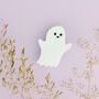 Ghost Brooch White Acrylic Smiley Face, thumbnail 1 of 7