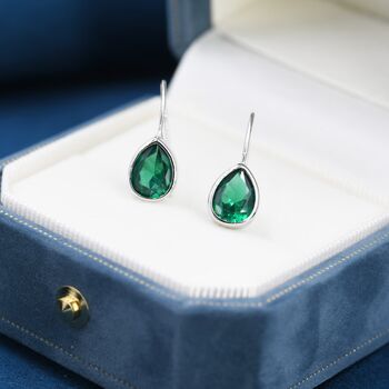 Emerald Green Droplet Drop Hook Earrings, 4 of 11