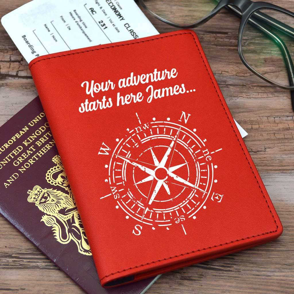 Personalised Passport Holder Compass Design By