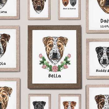 Custom Staffy Terrier Chest Memorial Portrait Print, 6 of 10
