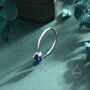 Sterling Silver Toi Et Moi Pear Cut Sapphire Blue Cz Open Ring, thumbnail 7 of 12