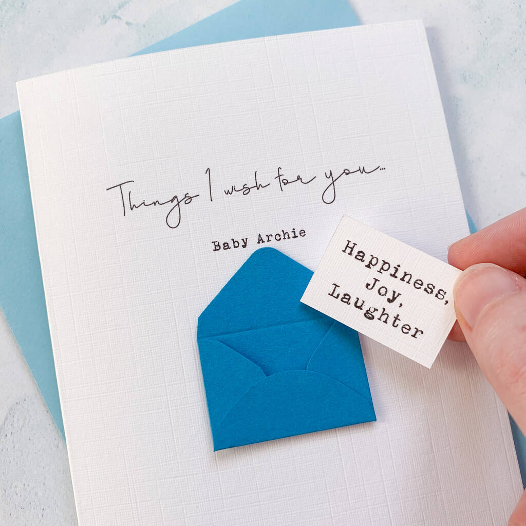 Personalised New Baby Wishes Envelope Card By Ruby Wren