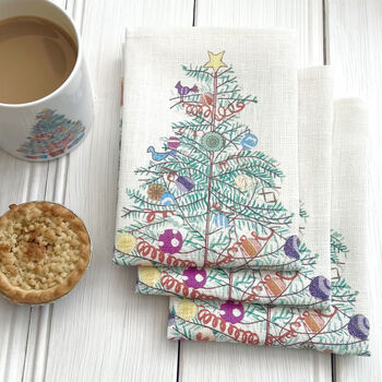 Personalised 'Oh Christmas Tree' Linen Napkins, 4 of 4