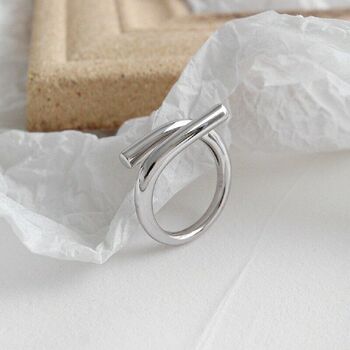 Chunky Silver Plated Adjustable Flowing Ring, 3 of 8