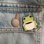 Cute Frog With Coffee Cup Enamel Pin – Custom Engraved Mug, thumbnail 2 of 5
