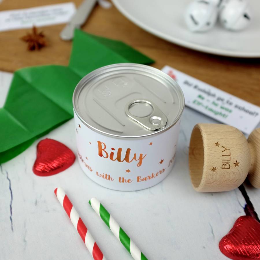 alternative personalised christmas cracker in tin by auntie mims
