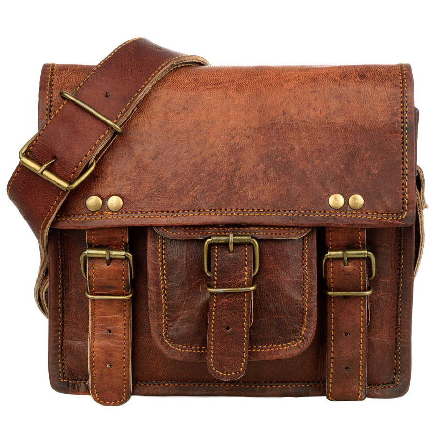 vintage style brown leather laptop satchel by paper high ...