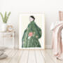 Female Portrait Stripy Coat Art Print, thumbnail 3 of 3