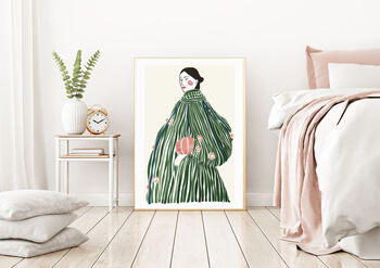 Female Portrait Stripy Coat Art Print, 3 of 3