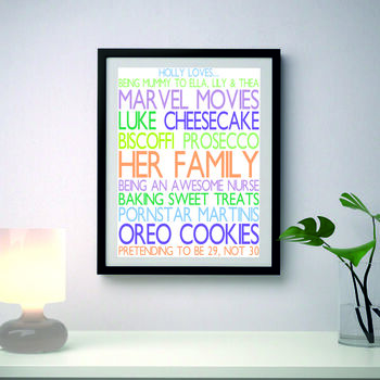 Personalised 'Favourite Things' Framed Print: Pastels, 4 of 6