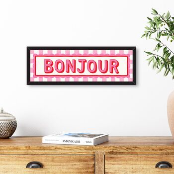 French Style Stripe Bonjour Framed Print, 7 of 8
