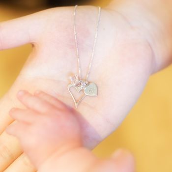 Personalised Open Heart Necklace With Birthstones, 3 of 12