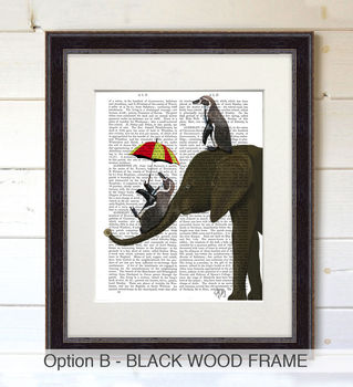 Elephant And Penguins Book Print Framded Or Unframed, 4 of 8